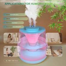 Humidificador de doble niebla de 3L, funcionamiento silencioso, alimentado por USB, pantalla digital de humedad y luz ambiente de colores, gran capacidad de 3L, depósito de agua de 2,6-4L, área de cobertura de 21-30㎡, adecuado para dormitorio y uso doméstico, diseño estético moderno - Multicolor - Ver 10