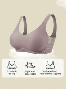 Simple Comfortable Sports Bras For Women, Wire-Free Solid Color Underwire Bras,Seamless Mastectomy Bra For Women, Pocket Post-Surgery Bra With Support Pads Comfort Lift Daily Bralettes V-Neck - Gray-size M - View 5