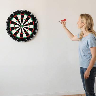 Dart Board, High-Grade Self-Healing Sisal Fiber Dartboard With Staple-Free Bullseye, Blade Wire & Rotating Number Ring, 450mm Professional Dartboard For Home Party Game Room (Darts Not Included)