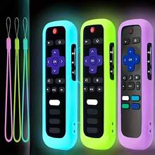 1pc Silicone Glow-In-The-Dark TV Remote Control Protective Case, Suitable For ROKU RC280 Remote, Universal With Lanyard, Anti-Drop And Dirt-Resistant