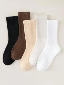 1/3/6/15/20 perechi de șosete de iarnă/toamnă pentru femei, ciorapi stratificați, șosete tricotate casual de toamnă și iarnă, șosete Scrunchie pentru femei, șosete casual, culoare Maillard, șosete albe simple pentru femei - Multicolor - Vizualizare 5