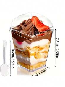 一套10/30/60/90个方形透明冰淇淋慕斯杯，带透明盖，可用作甜点杯、布丁杯，耐低温且易于清洗。适用于咖啡店、小吃店、自助甜点、家庭、娱乐场所、厨房、烘焙派对，可盛装布丁、芝士蛋糕、慕斯和果冻等甜点。 - 彩色 - 查看 10