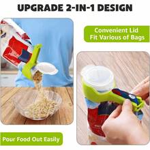 4 clips para bolsas con boquilla para vertir clip de sellado con boquilla dispensador de aperitivos clips de aperitivos que vierten clips de plástico duraderos para alenamiento de alimentos - como en la foto - Ver 2