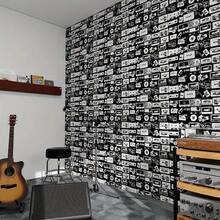 لفة من ورق الحائط اللاصق ذو النمط الرجعي الأسود والأبيض مع شريط فيديو مقاوم للماء قابل للتقشير، ورق حائط لاصق بنمط رجعي قابل للإزالة لديكور رف الكتب وخلفية الحائط بمقاس 17.7 بوصة * 39.3 بوصة/118.1/196.8/393.7 بوصة، قابل للاستخدام على مدار السنة