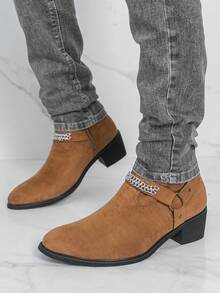 Vintage Versatile Solid Color Western Style Embroidered Chelsea Boots, Cowboy Boots, Suitable For Holidays And All Seasons - Yellow - View 9