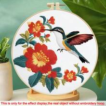 Bộ tranh treo tường trang trí hình chim ruồi và hoa thêu tròn 29cm | Bao gồm khung thêu, dụng cụ và hướng dẫn | Nghệ thuật thủ công tự làm cho phòng khách, phòng ngủ, trang trí nhà cửa - Nhiều màu - Xem 16