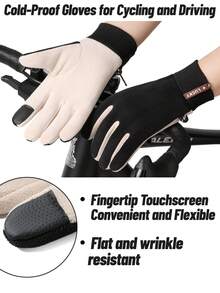 1 par de guantes cálidos para hombres, aptos para el transporte diario, actividades al aire libre, senderismo, ciclismo, con capacidad táctil y forro térmico, para invierno - Multicolor - Ver 5