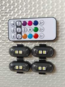 GLANBERT 1 set Luce di segnalazione mini a LED RGB per moto, luce di segnale con telecomando, luce di avvertimento impermeabile per auto, drone