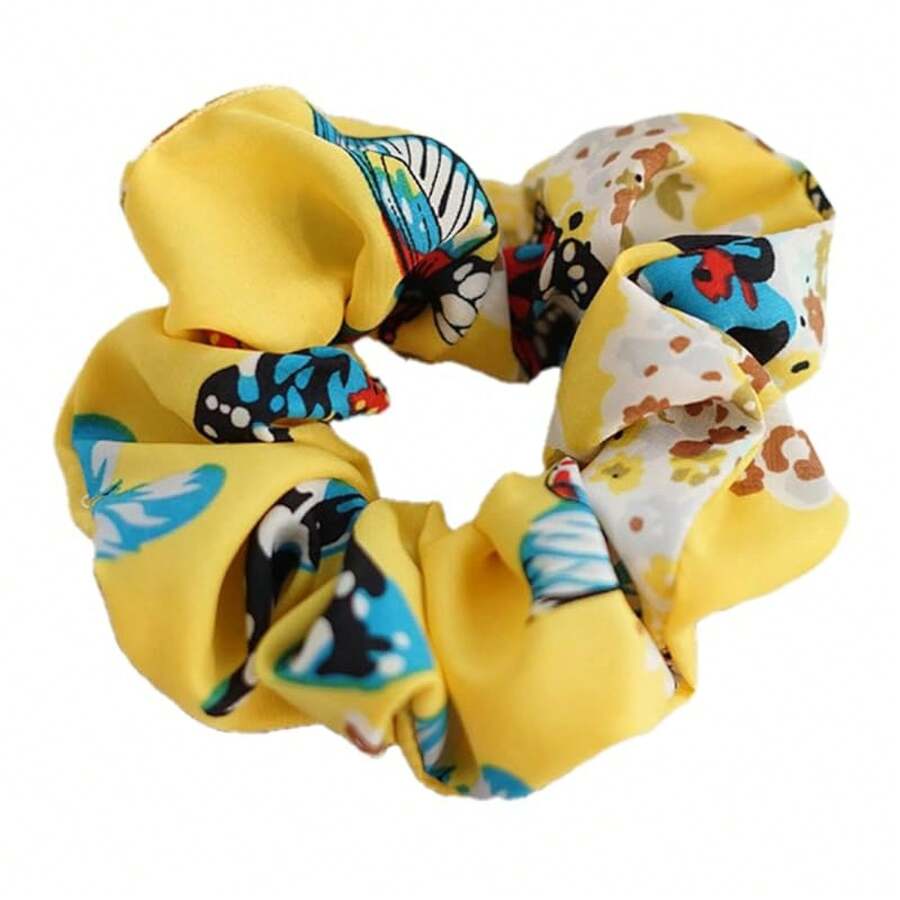 Korean Style Pearl Scrunchies - Fashion Floral Fabric Hair Ties Women - Korean Flower Accessoriesvalentine's Day RFC0 - 87號黃蝴蝶 - 查看 1