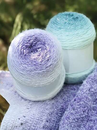 200g/Bag Autumn/Winter Gradient Rainbow Color Chunky Knitting Yarn, 80% Acrylic 20% Nylon, Handmade DIY Material For Knitting Sweaters, Shawls, Coats, Headbands, Hats And Fashion Accessories