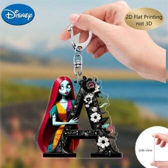 2D Flat 2D Flat Printing 1 Acrylic Keychain, Cartoon Character Sally 26 English Letters Spelling Pendant, Christmas, Thanksgiving Decoration An Ideal Birthday Gift For Cartoon Lovers, 2D Flat Keychain Christmas Carnival Gift