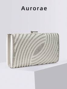 1 geantă de mână cu sclipici argintiu și strasuri, geantă de mână elegantă și elegantă pentru petreceri formale, cu lanț metalic, potrivită pentru rochii de seară, bal, evenimente formale