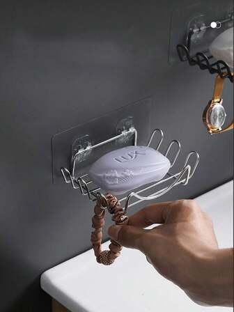 1pc Simple Creative Wall-Mounted Punch-Free Soap Box Storage Rack