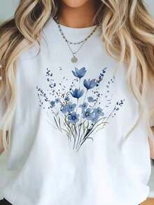 Women's Casual Shirt 100% Cotton Comfortable Summer Model Short Sleeve And Round Neck - trắng - Xem 3