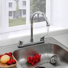 Mezcladora para Fregadero, Grifos para Cocina Negro Mate, Llave de Fregadero de Cocina Flexible, Grifo de Cocina con Dos Asas, Grifo de Cocina Moderno de Acero Inoxidable, SP - 80100 - N - Cromo Espejo 1 - Ver 5