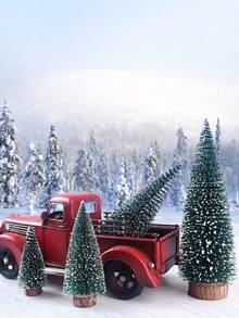 2 peças de simulação de pinheiro agulha mais neve - decoração de árvore de Natal branca de neve, materiais decorativos para mesa, mini árvore de Natal de fundo plano, árvores de Natal artificiais leves, decoração perfeita para mesa para ocasiões festivas (10 cm)