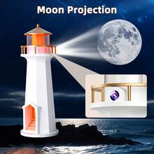 EIGIIS 1 pieza Lámpara de luna con altavoces inalámbricos y carga rápida inalámbrica, proyector de luz nocturna, lámpara decorativa de faro, lámpara de mesa LED estética, luz de luna recargable proyector de galaxia para dormitorio, luz nocturna, regalos de Navidad y cumpleaños