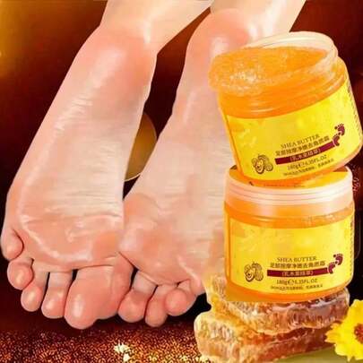 [Natural Shea Butter]Herbal Foot Scrub 180g, Crema exfoliante para masaje de pies, limpieza profunda, exfoliante suave, crema de pies para pies y talones secos y agrietados, hidratar los pies secos, prevenir los pies agrietados, suavizar los pies, nutrir los pies.