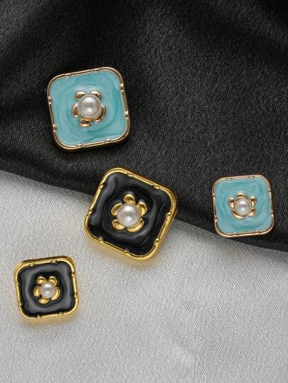 8 szt. guzików w stylu vintage z kwiatowym wzorem i złotą perłą na krawędziach, z kroplą oleju, do sukienek, kardiganów, koszul i swetrów – eleganckie, ręcznie robione akcesoria damskie, ozdoby do swetrów, ozdoby do sukienek, klasyczny design, precyzyjne wykonanie, ozdobne zapięcia, modne okucia, projektanci mody, entuzjaści szycia