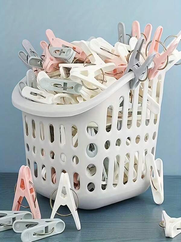 50pcs Assorted Colors Windproof Plastic Hangers - For Laundry, Socks And Small Items, Perfect For Home, Dorm And Travel, With Hooks