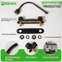 Mezcladora para Fregadero, Llave de Fregadero de Cocina Flexible, Grifo de Cocina con Dos Asas, Grifo de Cuerpo Principal de Acero Inoxidable, Acabado Cromo Espejo, SP - 80201 - Negro Mate - Ver 7