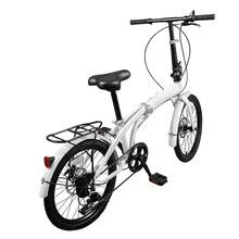Folding Bike Foldable Bicycle With 7 Speed Gears 20-Inch Wheels Easy Folding City Bicycle With Disc Brake, Front And Rear Fenders - 白色 - 查看 5