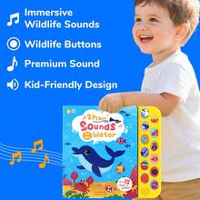 10 种动物的声音，海洋动物声音书，动物概念早期学习的有声读物，孩子们最喜欢的玩具互动礼物，感官游戏，电动发声机，最好的圣诞节、新年、万圣节、生日礼物，学校用品，课堂使用，家庭教育，睡前故事 - 彩色 - 查看 3