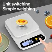 SOKANY 1kg/1g Compact Kitchen Scale, White, Precise Cooking Measurement, Convenient Kitchen Tool (Batteries Not Included) - White - View 4