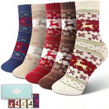 SISOSOCK 5 Pairs Fuzzy Soft Cozy Fluffy Socks Women, Casual Thick Plush Comfy Sleep Socks, Warm Winter Gifts Women - 多色動物-2 - 查看 12