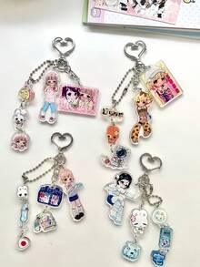 Heisei-Style JK! Cute Cartoon Retro Style Girl Keychain Bag Decoration Pendant Accessory (Excluding Card Paper)