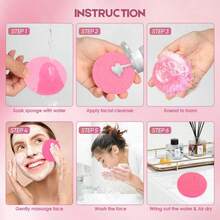 96 Count Compressed Facial Sponges Pink Round Natural Cellulose Gentle Exfoliating Soft Makeup Remover Reusable For Women Spa Travel Gym Daily Beauty Routine Skincare Essentials - Pink - View 3