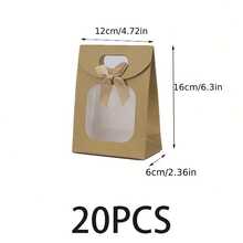 5/10pcs/Set Kraft Paper Gift Bag With Transparent Window And Handle - Used For Packaging Candies, Weddings, Thanksgiving And Parties Back To School Valentine Day - Multicolor - View 17