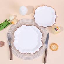 10/20/40/50 chiếc, Đĩa giấy dùng một lần đựng salad tráng bạc trắng, Đĩa ăn tối viền sò điệp 7 inch và 9 inch, Trang trí tiệc cưới sự kiện phục vụ ăn uống viền sò điệp kim loại - trắng - Xem 5