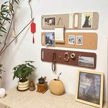 1 块壁挂式公告板，浪漫留言板，带自粘软木条和毛毡，可用于发布公告和笔记 - 长黑板公告栏