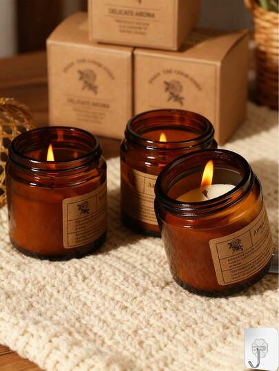 1pc Matte Brown Large Wax Candle, Fragrance Soy Wax Candle, Unscented Frosted Glass Jar, Ideal Gift For Men & Women, Suitable For Home, Meditation, Yoga, Anniversary, Pool, Wedding, Church, Seasonal Celebrations & Emergencies, Also Great For Christmas, Halloween, Easter, Thanksgiving, Father's Day, Mother's Day, Valentine's Day, Independence Day, Teacher's Day, And National Holiday