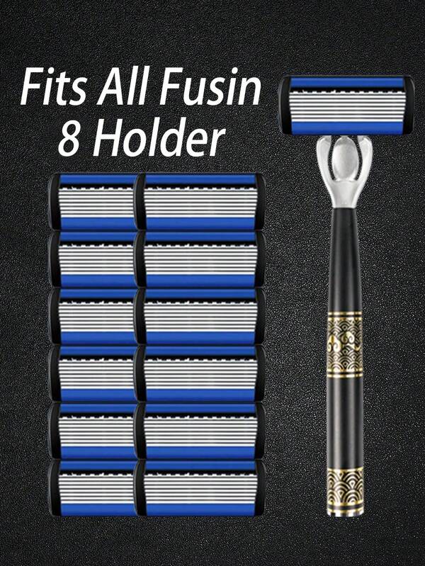 Rasoio manuale a 8 lame con 8 testine di ricambio, lame in acciaio inossidabile anti-graffio