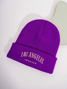 1 pezzo Berretto a maglia stile Y2K unisex Los Angeles, cappello lavorato a maglia versatile per uso esterno per spostamenti casual in inverno - cappello lavorato a maglia - Visualizzare 7