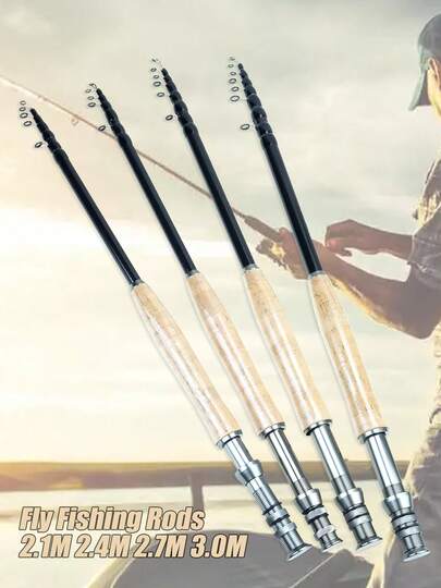 1 Piece Alloy Wheel Base 2.1M 2.4M 2.7M 3.0M Telescopic Fly Fishing Rod Portable Carbon Fast Action Trout Fly Fish Tackle Pole Goods For Fishing