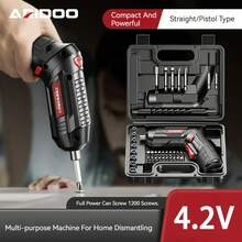 Destornillador de batería pequeño y potente recargable 4.2V 6Nm 1300mAh 250rpm destornilladores eléctricos juego de destornilladores - Juego de 33 piezas tipo D - Ver 1