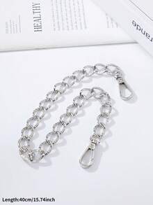 1 pieza Cadena de bolso de acabado mate de aleación de zinc de doble hebra, adecuada para accesorios de bricolaje de bolsos diarios - Plateado - Ver 11