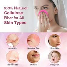 96 Count Compressed Facial Sponges Pink Round Natural Cellulose Gentle Exfoliating Soft Makeup Remover Reusable For Women Spa Travel Gym Daily Beauty Routine Skincare Essentials - Pink - View 2