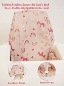 1 pieza Funda para silla alta de bebé, suave y cómoda, se ajusta a la silla alta Antilop, con estampado de dinosaurio y unicornio de dibujos animados - Multicolor - Ver 4