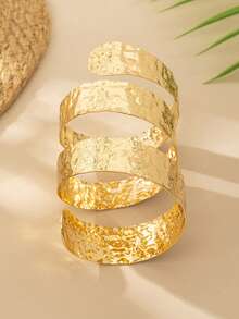 1pc Retro Middle Eastern Exaggerated Punk New Metal Wide Cuff, 3-Layer Water Drop 3-Layer Wrapped Opening Women's Sexy Bracelet, Suitable For Fashionable Women Street Photography, Beach Holiday, Sexy Party Jewelry - 3-layer Wrap Armband - View 3