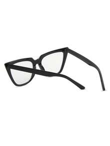 Visivana 1 Pair Women's Black Cat Eye PC Frame Glasses, Simple Solid Color Vintage Casual Non-Prescription - Black - View 6