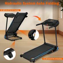 MERAX Incline Treadmill For Running & Walking, 3.0 HP Treadmills For Home 350 Lbs Weight Capacity Hydraulic System Auto-Folding Treadmill With Type C & USB Charge For Android, 10MPH, Bluetooth Speaker - Xem 7