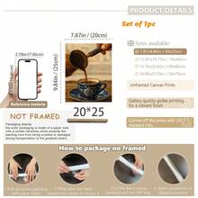 1幅带框帆布墙画，土耳其咖啡艺术版画，厨房墙面装饰，中东风格装饰，房间装饰，餐厅装饰，海报，家居装饰，复古咖啡，办公室装饰 - 彩色 - 查看 15