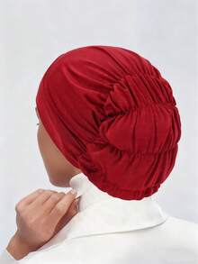 1 pieza Nuevo estilo de gorro elástico de punto de unicolor para mujer, pañuelo musulmán de moda trenzado, adecuado para uso diario, accesorio para cubrir el cabello suelto