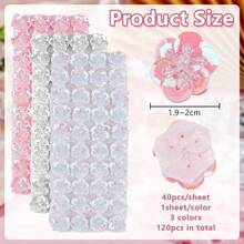 120 Pcs Beaded Sequin Flower Sew On Patches, 3 Colors Polyester Flowers Applique With Beaded Patch Dress Garment Shoes Bags Accessory Clothes Decor - ban đầu - Xem 3