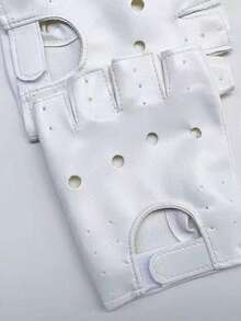 زوج من قفازات نصف الأصابع بطراز بانك، قفازات للدراجات الهوائية والدراجات النارية للاستخدام الخارجي - الأسود - مشاهدة 7