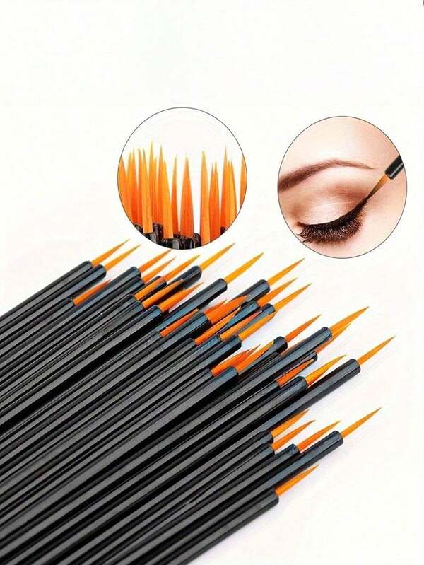 200/100/50/25/10pcs Disposable Eyeliner Brushes, Makeup Applicator Sticks, Makeup Tools, Disposable Fiber Eyebrow & Eyeliner Brushes With Cap And Fine Tip, Eyeshadow Cream